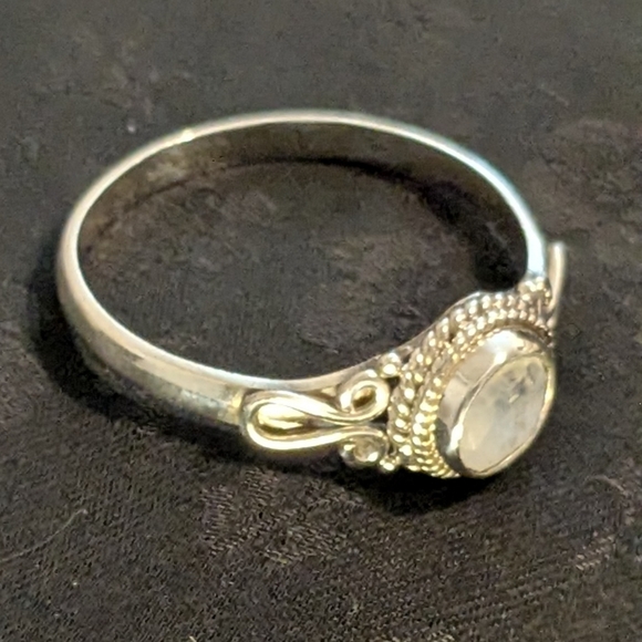 🆕 Artisan Rainbow Moonstone Ring Solid Sterling Silver Ring Size 11 - Picture 4 of 13